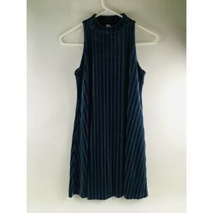 Mudd Velvet Dress Women's Size XS Navy Blue Sleeveless Striped Knee Length